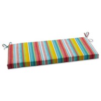 Pillow Perfect Stripe Indooroutdoor Sofa Setee Bench Swing Cushion With Ties Weather And Fade Resistant 18 X 45 Multico