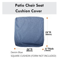 Youngseahome Patio Seat Cushion Covers,Washable Slip Covers Replacement,Waterproof Outdoor Furniture Chair Cushion Pillow Seat Cover For Couch,Garden,Sofa,Denim Blue,24