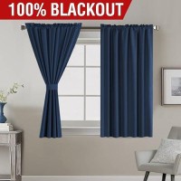 Hversailtex 100 Blackout Curtains 45 Inches Length Blackout Window Treatment Panels For Nursery Thermal Insulated Rod Pocket D