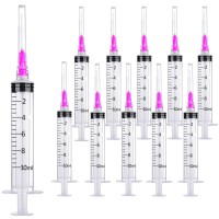 15 Pack 10Ml 18Ga Plastic Syringe With Measurement For Scientific Labs, Industrial Dispensing Animal And Pet Supplies, Disposable Individually Wrapped (15, 10Ml-18Ga)