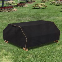 Bitubi 70 / 72 Inch Waterproof Picnic Table Cover With Bench Covers,Classic Black Wind Dust Proof Anti-Uv, 72