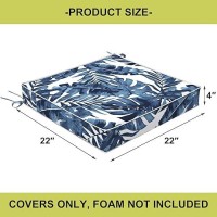 Dytxiii Patio Cushion Covers Replacement Water Repellent Uv Resistant Outdoor Cushion Slip Covers 22 X 22 X4 Inch Palm Blue