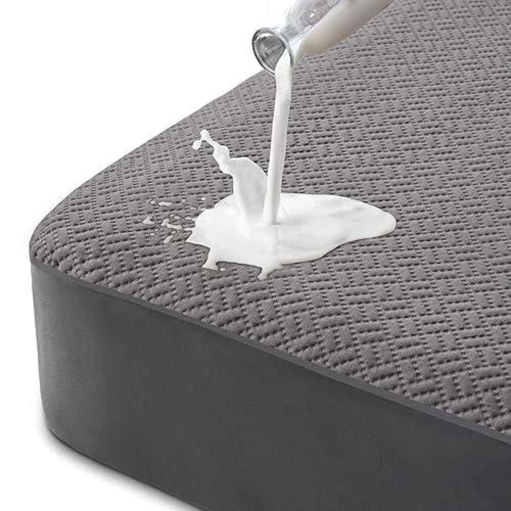 Hanherry 100 Waterproof Mattress Protector California King Size Grey Mattress Pad Cover 3D Air Fabric Cooling Smooth Soft Br