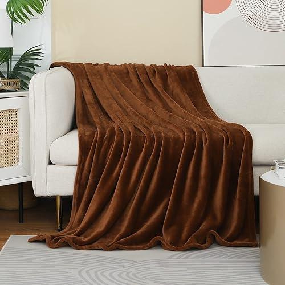 Jiahannha Flannel Fleece Blanket Throw Size(60 By 80 Inches) Brown Throw Blanket For Couch Sofa Bed 280Gsm Super Soft Plush Cozy And Lightweight Warm Bed Blanket For All Season