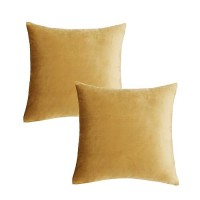 Gigizaza Golden Throw Pillow Covers 16X16 Decorative Velvet Cushion Covers Pack Of 2 Pillowcase For Sofa