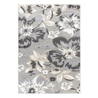 Rugshop Bergamo Contemporary Floral Nonshedding Easy Cleaning Patio Deck Backyard Indooroutdoor Area Rug 710 X 10 Gray