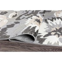 Rugshop Bergamo Contemporary Floral Nonshedding Easy Cleaning Patio Deck Backyard Indooroutdoor Area Rug 710 X 10 Gray