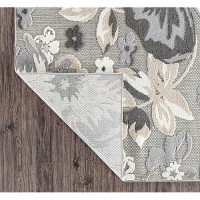 Rugshop Bergamo Contemporary Floral Nonshedding Easy Cleaning Patio Deck Backyard Indooroutdoor Area Rug 710 X 10 Gray