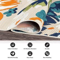 Rugshop Bergamo Contemporary Floral Nonshedding Patio Deck Backyard Indooroutdoor Area Rug 710 X 10 Multi