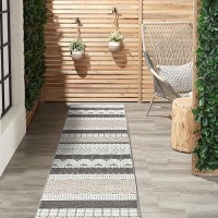 Rugshop Marbella Contemporary Boho Nonshedding Patio Deck Backyard Indooroutdoor Runner Rug 2 X 7 Gray