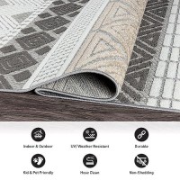 Rugshop Marbella Contemporary Boho Nonshedding Patio Deck Backyard Indooroutdoor Runner Rug 2 X 7 Gray