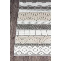 Rugshop Marbella Contemporary Boho Nonshedding Patio Deck Backyard Indooroutdoor Runner Rug 2 X 7 Gray