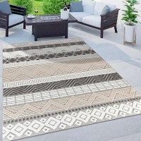 Rugshop Marbella Contemporary Boho Nonshedding Patio Deck Backyard Indooroutdoor Area Rug 5 X 7 Gray