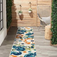 Rugshop Bergamo Contemporary Floral Nonshedding Patio Deck Backyard Indooroutdoor Runner Rug 2 X 7 Multi