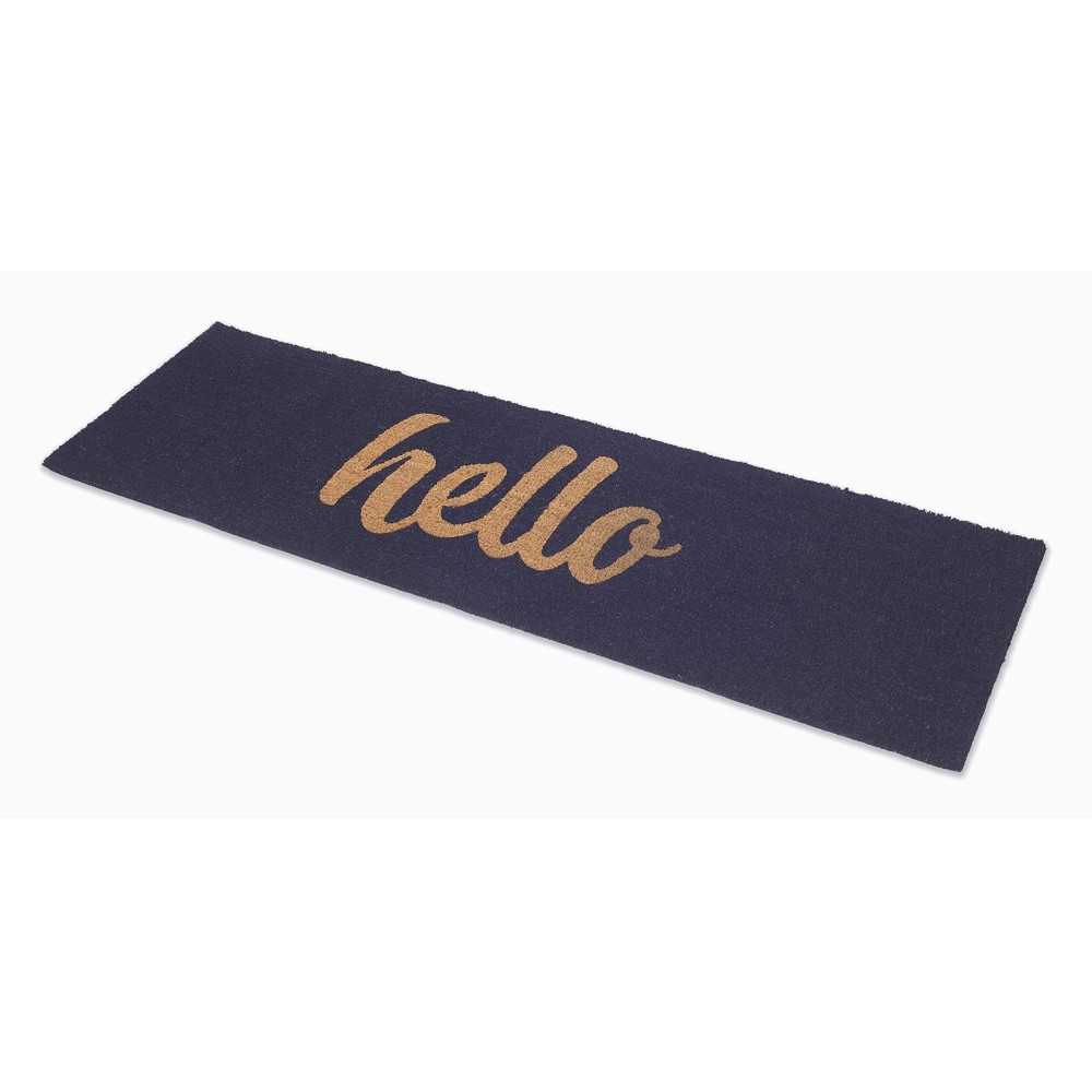 Fab Habitat Non Slip Doormat Durable Thin Natural Coir Rubber Entryway Double Door Porch Patio Cursive Hello Dark B