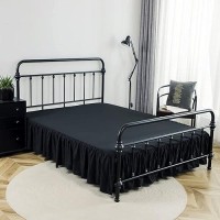 Xuan Dian Bed Skirt Ruffled Bed Skirt With Split Corners 18 Inch Drop Dust Ruffle Bed Skirt With Platform Black Full Size