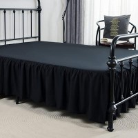 Xuan Dian Bed Skirt Ruffled Bed Skirt With Split Corners 18 Inch Drop Dust Ruffle Bed Skirt With Platform Black Full Size