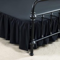 Xuan Dian Bed Skirts Queen Size Ruffled Bed Skirt With Split Corners 18 Inch Drop Dust Ruffle Bed Skirt With Platform Black