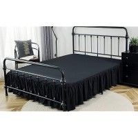 Xuan Dian Bed Skirts Queen Size Ruffled Bed Skirt With Split Corners 18 Inch Drop Dust Ruffle Bed Skirt With Platform Black