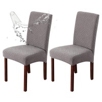 Genina Waterproof Dining Room Chair Covers Stretch Parsons Chair Slipcovers For Dining Room Kitchen Chair Protector Cover, Removable, Washable (2, Pattern1-Light Gray)