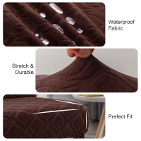 Genina Waterproof Chair Covers For Dining Room, Stretch Jacquard Dining Chair Slipcovers Removable Washable Chair Protector For Kitchen, Hotel, Restaurant (Jacquard-Chocolate, 4 Pcs)