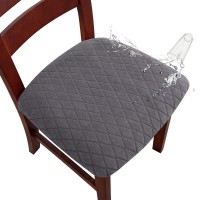 Genina Waterproof Seat Covers For Dining Room Chairs, Stretch Chair Covers Removable Washable Dinning Room Kitchen Chair Seat Cushion Slipcovers (Argyle-Dark Gray, 2 Pcs)