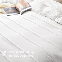 Oli Anderson White Duvet Cover King Size Pleated King Duvet Cover 3Pcs Soft And Breathable Textured Bedding Set With Zipper C