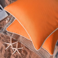 Phantoscope Pack Of 2 Outdoor Waterproof Throw Pillow Covers Decorative Square Outdoor Pillows Cushion Case Patio Pillows For Couch Tent Sunbrella, Orange 18X18 Inches 45X45 Cm