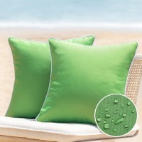 Phantoscope Pack Of 2 Outdoor Waterproof Throw Pillow Covers Decorative Square Outdoor Pillows Cushion Case Patio Pillows For Couch Tent Sunbrella, Forest Green 20X20 Inches 50X50 Cm
