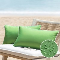 Phantoscope Pack Of 2 Outdoor Waterproof Solid Throw Decorative Pillow Cover Decorative Square Outdoor Pillows Cushion Case Patio Pillows For Couch Tent Sunbrella, Forest Green 12X20 Inches 30X50 Cm