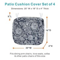 Nettypro Outdoor Cushion Covers For Patio Furniture 4 Pack Uv Resistant Water Repellent Patio Chair Seat Cushion Slipcovers  20 X 18 X 4 Inch  Replacement Cover Only  Slate Grey Paisley