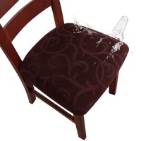 Genina Waterproof Chair Seat Covers Dining Room Chair Covers Stretch Seat Cover For Dinning Room Chair Protector Slipcovers For Kitchen, Hotel (2, Flower Pattern-Chocolate)