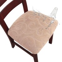 Genina Waterproof Chair Seat Covers Dining Room Chair Covers Stretch Seat Cover For Dinning Room Chair Protector Slipcovers For Kitchen, Hotel (2, Flower Pattern-Khaki)