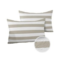 Alageo Outdoor Waterproof Pillow Covers For Patio Furniture Classical Striped Decorative Throw Pillow Cover Beige Pillowcases Se