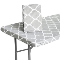 Deluxe Elastic Edged Flannel Backed Vinyl Fitted Table Cove (Gray, 4Ft,30X48Inch)