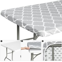 Deluxe Elastic Edged Flannel Backed Vinyl Fitted Table Cove (Gray, 4Ft,30X48Inch)