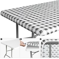 Ougold Deluxe Elastic Edged Flannel Backed Vinyl Fitted Table Cove (Dark Gray, 6Ft,30X72Inch)