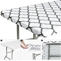 Deluxe Elastic Edged Flannel Backed Vinyl Fitted Table Cove (White, 6Ft,30X72Inch)