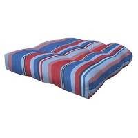 Honeycomb Outdoor Contoured Tufted Cushion Set 195 W X 185 L Stripe Blue Red Outdoor Chair Cushions