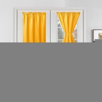 Hiasan French Door Curtains Privacy Rod Pocket Semi Sheer Front Curtain For Door Window 1 Panel Golden Orange W 24 Inch X L