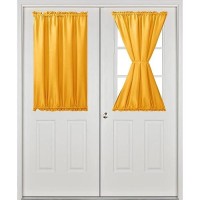 Hiasan French Door Curtains Privacy Rod Pocket Semi Sheer Front Curtain For Door Window 1 Panel Golden Orange W 24 Inch X L