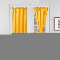 Hiasan French Door Curtains Privacy Rod Pocket Semi Sheer Front Curtain For Door Window 1 Panel Golden Orange W 24 Inch X L