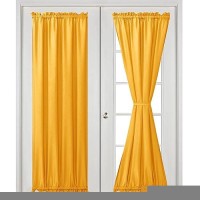 Hiasan French Door Curtains Privacy Rod Pocket Semi Sheer Front Curtain For Door Window 1 Panel Golden Orange W 24 Inch X L