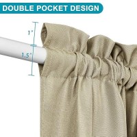 Hiasan French Door Curtains Privacy Rod Pocket Semi Sheer Front Curtain For Door Window 1 Panel Khaki W 24 Inch X L 72 Inch