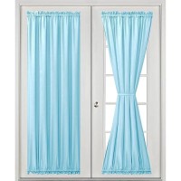 Hiasan French Door Curtains Privacy Rod Pocket Semi Sheer Front Curtain For Door Window 1 Panel Sky Blue W 52 Inch X L 72 In