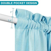 Hiasan French Door Curtains Privacy Rod Pocket Semi Sheer Front Curtain For Door Window 1 Panel Sky Blue W 52 Inch X L 72 In