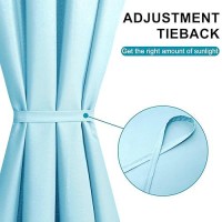 Hiasan French Door Curtains Privacy Rod Pocket Semi Sheer Front Curtain For Door Window 1 Panel Sky Blue W 52 Inch X L 72 In