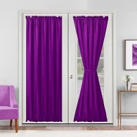 Hiasan French Door Curtains Privacy Rod Pocket Semi Sheer Front Curtain For Door Window 1 Panel Royal Purple W 52 Inch X L 7