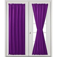 Hiasan French Door Curtains Privacy Rod Pocket Semi Sheer Front Curtain For Door Window 1 Panel Royal Purple W 52 Inch X L 7