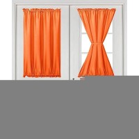 Hiasan French Door Curtains Privacy Rod Pocket Semi Sheer Front Curtain For Door Window 1 Panel Pumpkin Orange W 24 Inch X L